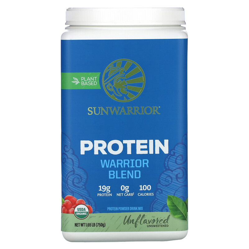 Sunwarrior, Warrior Blend Protein, органический растительный протеин, без добавок, 750 г (1,65 фунта)