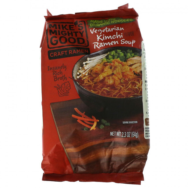 

Mike's Mighty Good, Craft Ramen, Vegetarian Kimchi Ramen Soup, 2.3 oz (64 g)