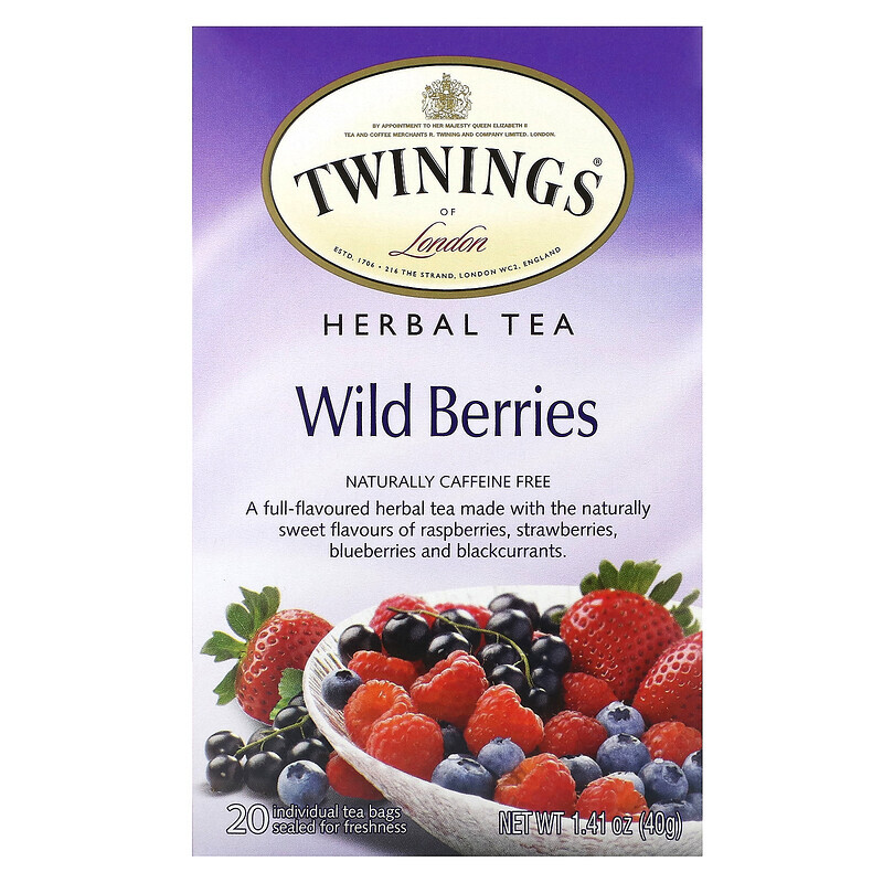 

Twinings, Herbal Tea, Wild Berries, Caffeine Free, 20 Tea Bags, 1.41 oz (40 g)