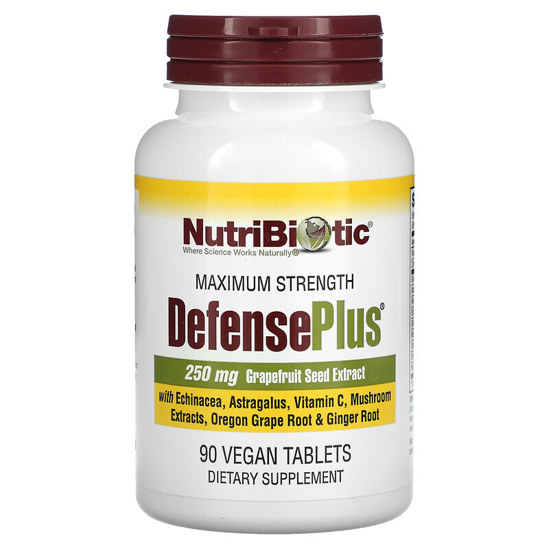 

NutriBiotic, DefensePlus, максимальная эффективность, 90 вегетарианских таблеток