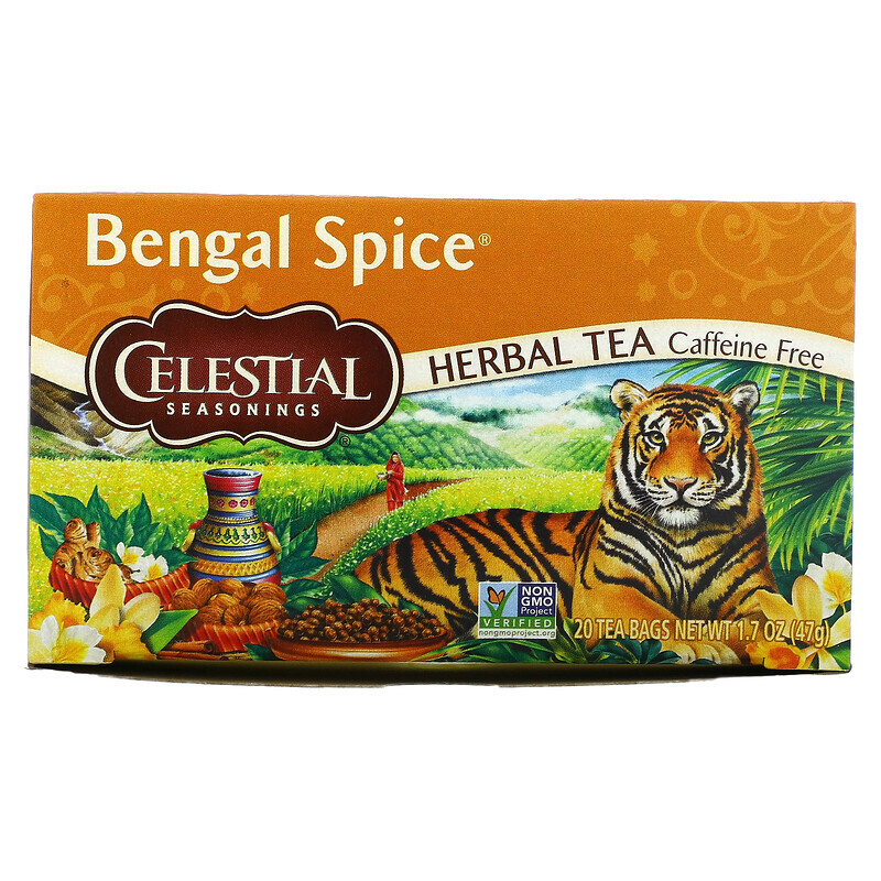 

Celestial Seasonings, травяной чай Bengal Spice, без кофеина, 20 чайных пакетиков, 47 г (1,7 унции)