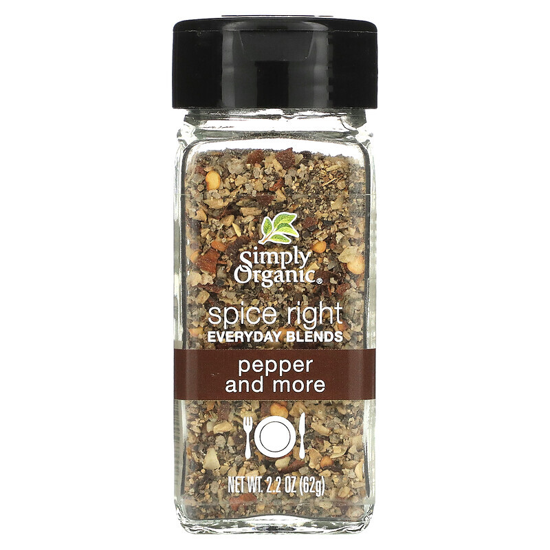 

Simply Organic, Spice Right Everyday Blends, Pepper and More, 2.2 oz (62 g)