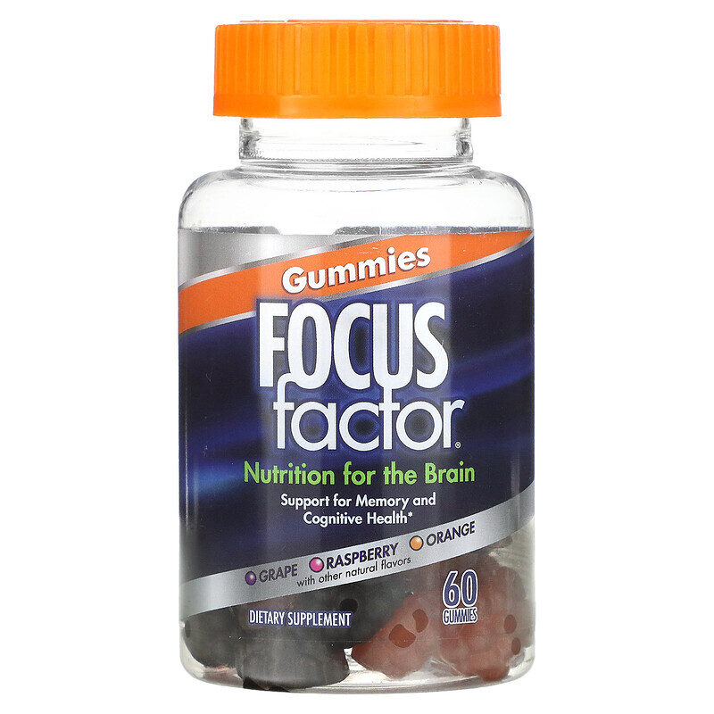 

Focus Factor, добавка для оптимальной работы мозга, виноград, малина, апельсин, 60 жевательных таблеток