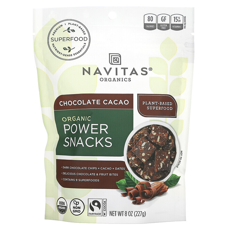 

Navitas Organics, Organic Power Snacks, Chocolate Cacao, 8 oz (227 g)