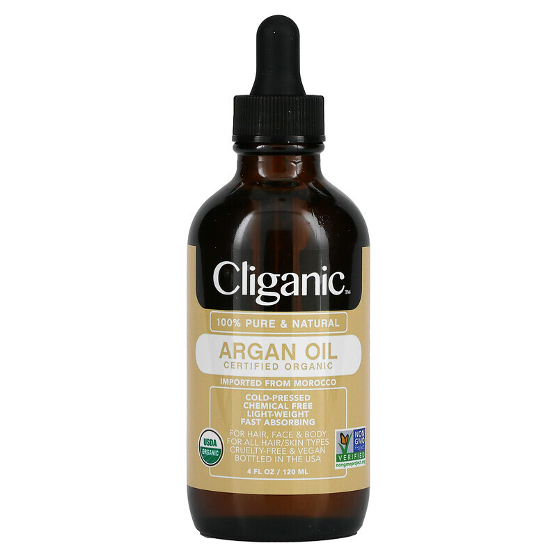 

Cliganic, 100% чистое и натуральное аргановое масло, 120 мл (4 жидк. унции)