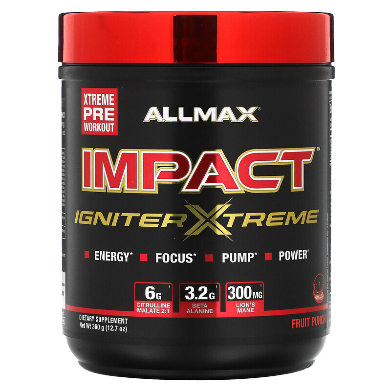 

ALLMAX, IMPACT Igniter Xtreme, Pre-Workout, Fruit Punch, 12.7 oz (360 g)