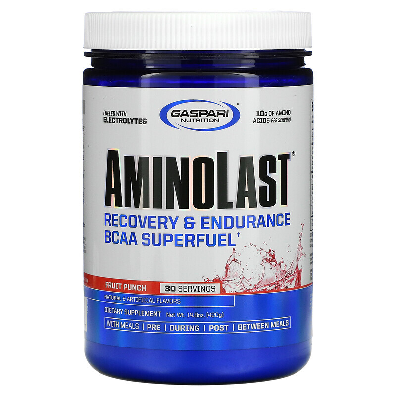 

Gaspari Nutrition, Aminolast, супер-BCAA для восстановления и выносливости, фруктовый пунш, 420 г (14,8 унций)