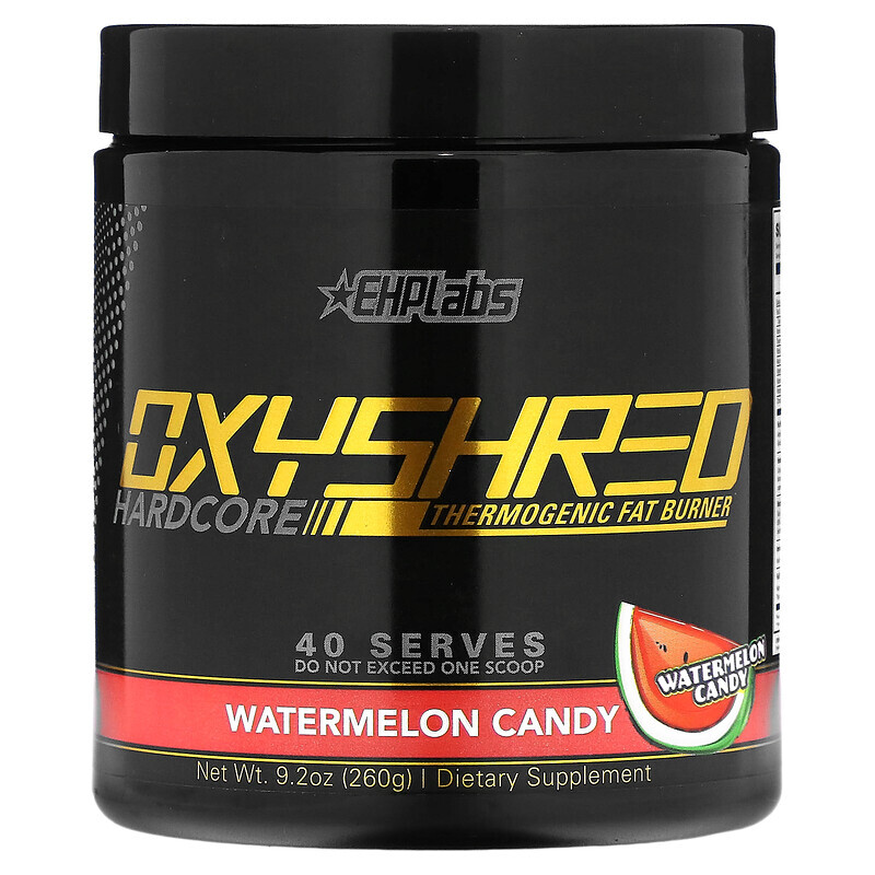 

EHPlabs, Oxyshred Hardcore, термогенное сжигание жира, арбузные конфеты, 260 г (9,2 унции)