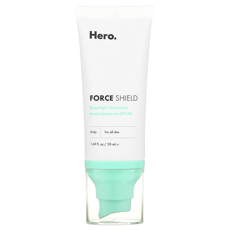 

Hero Cosmetics, Force Shield, сверхлегкое солнцезащитное средство, SPF 30, 50 мл (1,69 жидк. Унции)