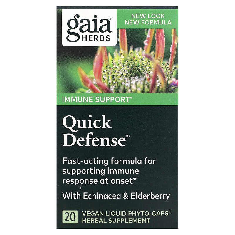 

Gaia Herbs, Quick Defense, 20 веганских жидких фитокапсул