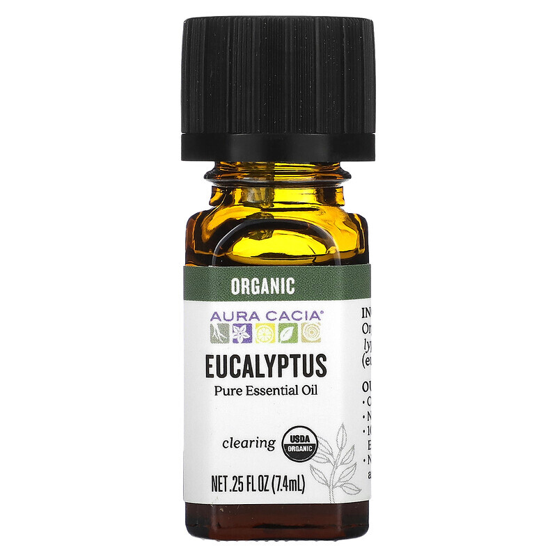 

Aura Cacia, Pure Essential Oil, Organic Eucalyptus, 0.25 fl oz (7.4 ml)