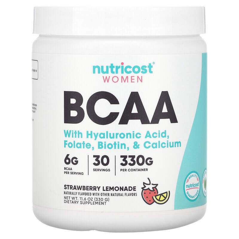 

Nutricost, Для женщин, BCAA, клубничный лимонад, 6 г, 330 г (11,6 унции)