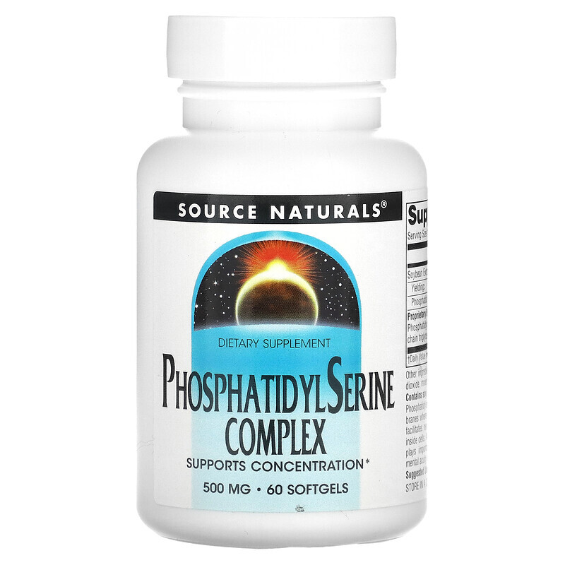 

Source Naturals, комплекс с фосфатидилсерином, 500 мг, 60 капсул