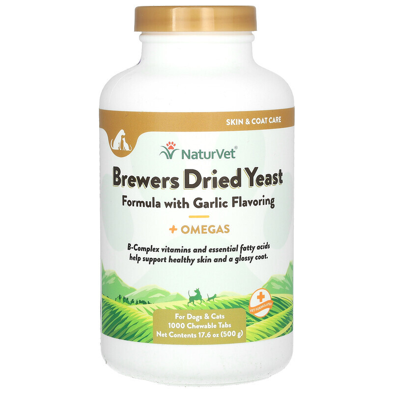 

NaturVet, Brewers Dried Yeast Plus Omegas, für Hunde und Katzen, 1.000 Kautabletten, 500 g (17,6 oz.)