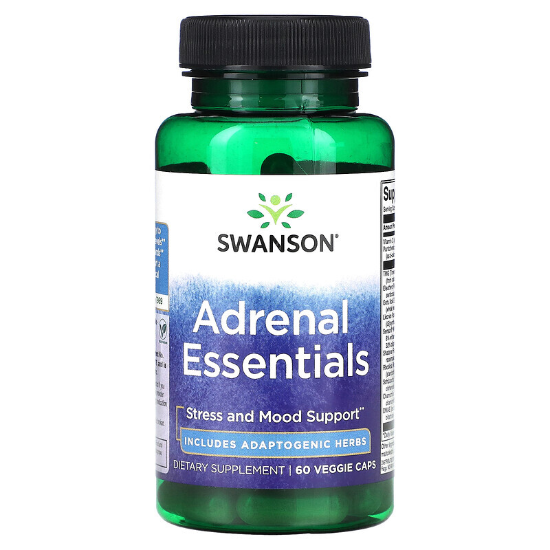 

Swanson, Adrenal Essentials, 60 растительных капсул