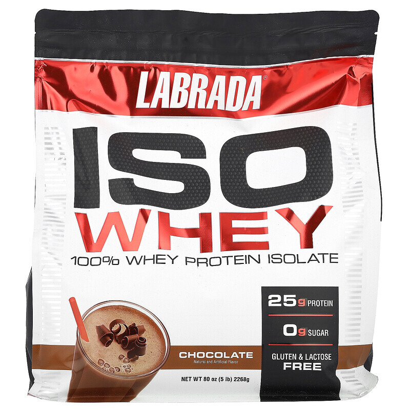 Labrada Nutrition, ISO Whey, 100%-ный изолят сывороточного белка, шоколад, 5 фунтов (2268 г)