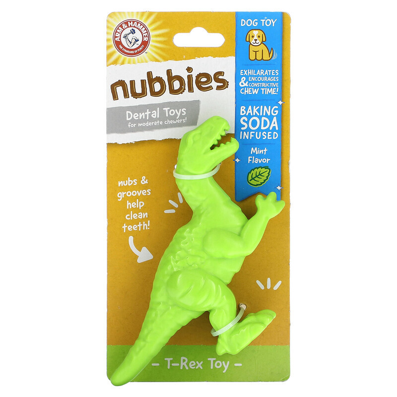 

Arm & Hammer, Nubbies, Dental Toys for Moderate Chewers, T-Rex, Mint, 1 Toy