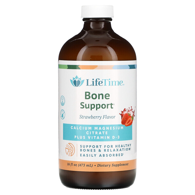 

LifeTime Vitamins, Bone Support, цитрат кальция и магния с витамином D3, клубника, 473 мл (16 жидк. Унций)