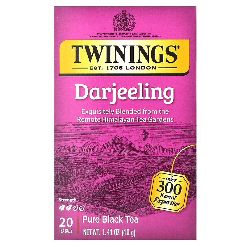 

Twinings, 100% чистый черный чай, Дарджилинг, 20 чайных пакетиков, 40 г (1,41 унции)