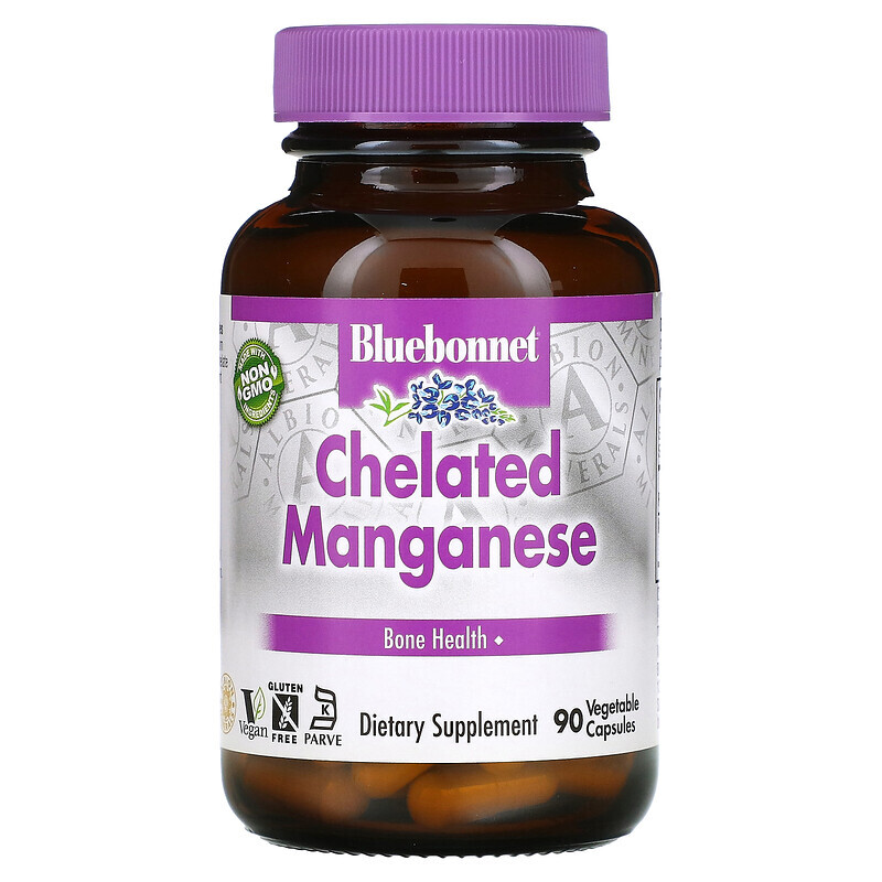 

Bluebonnet Nutrition, Хелатированный марганец, 90 капсул