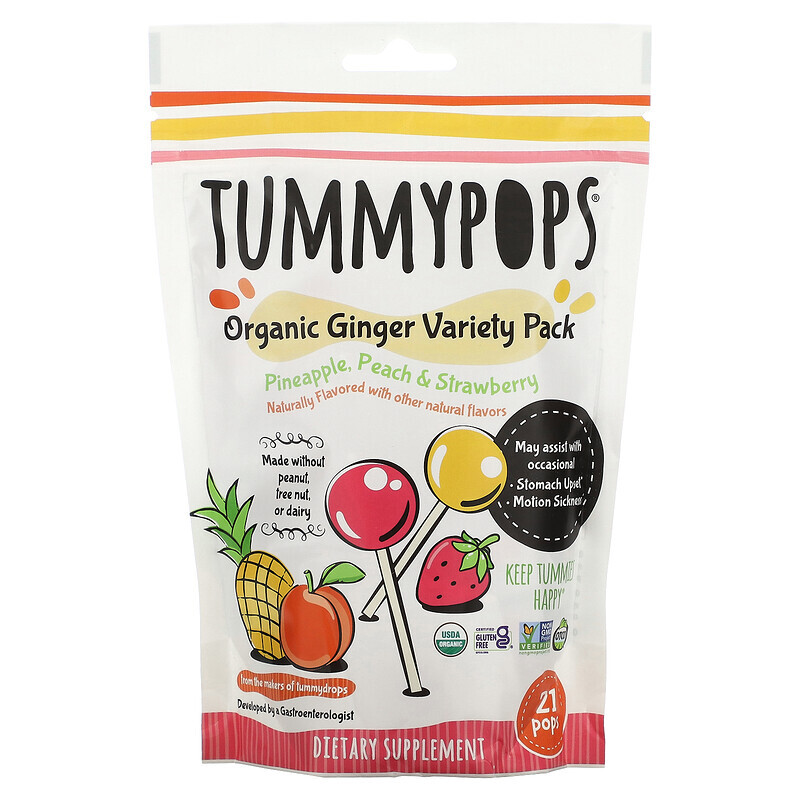 

Tummydrops, Tummypops, органический имбирь, 21 шт.