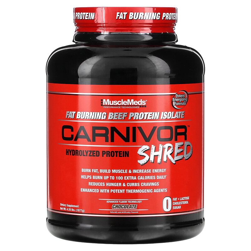 

MuscleMeds, Carnivor Shred, гидролизованный протеин, шоколад, 1977 г (4,35 фунта)