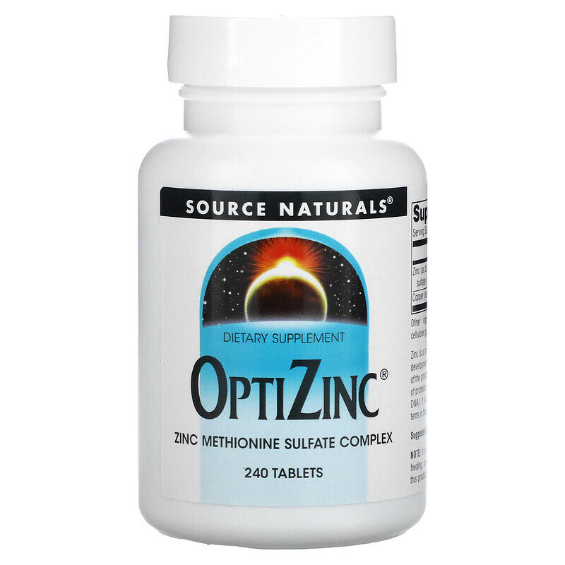 

Source Naturals, OptiZinc, цинк, 240 таблеток