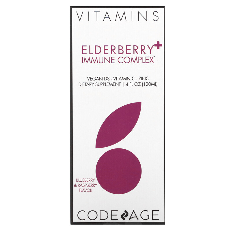 

Codeage, Vitamins, бузина и иммунный комплекс, голубика и малина, 120 мл (4 жидк. Унции)