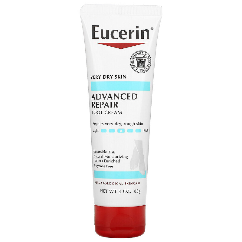 

Eucerin, усовершенствованный восстанавливающий крем для ног, без запаха, 85 г (3 унции)