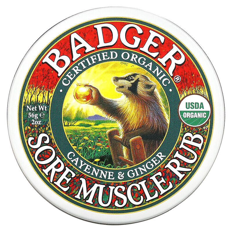 

Badger Company, Organic, Sore Muscle Rub, Cayenne & Ginger, 2 oz (56 g)