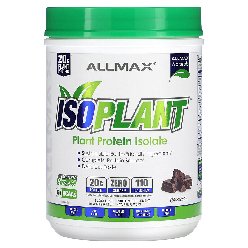 

ALLMAX, ISOPLANT, Plant Protein Isolate, Chocolate, 132 lbs (600 g)