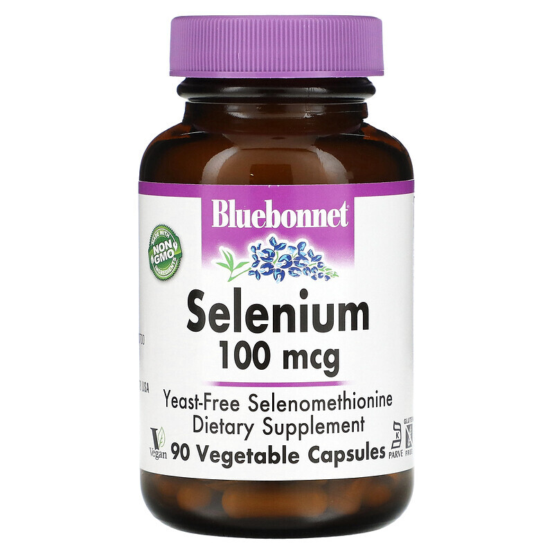 Bluebonnet Nutrition, Селен, 100 мкг, 90 растительных капсул