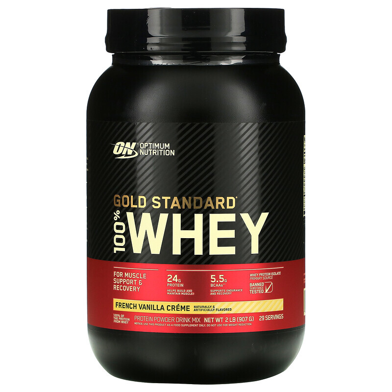 

Optimum Nutrition, Gold Standard 100% Whey, сыворотка, французский ванильный крем, 907 г (2 фунта)