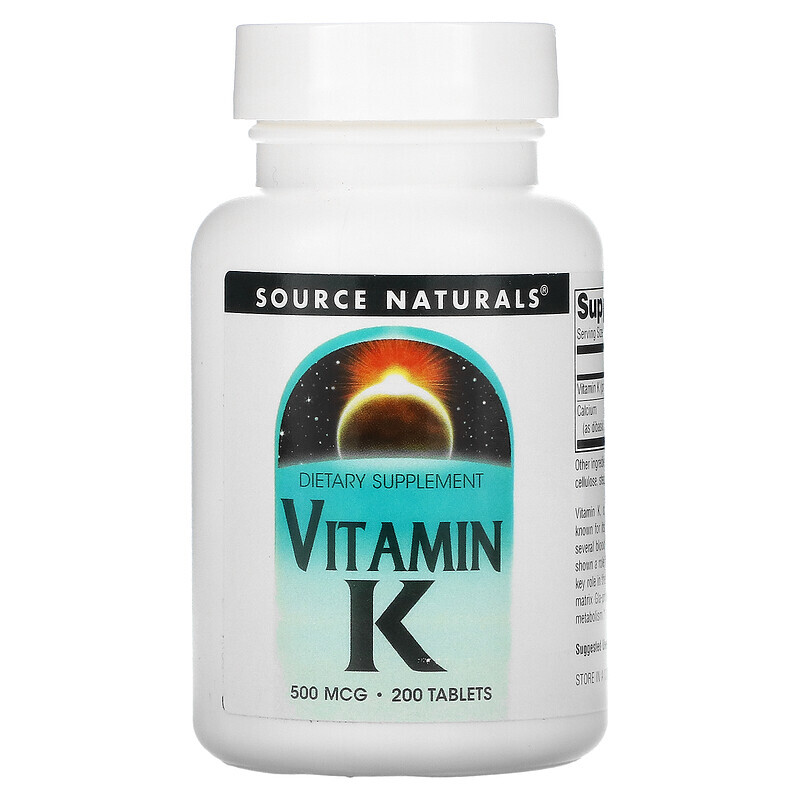 Source Naturals, Витамин К, 500 мкг, 200 таблеток