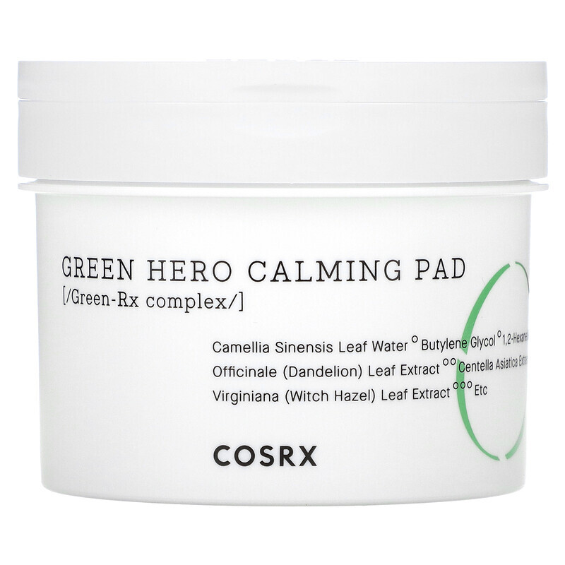 

CosRx, One Step Green Hero Calming Pad, успокаивающие диски, 70 шт., 135 мл (4,56 жидк. унции)