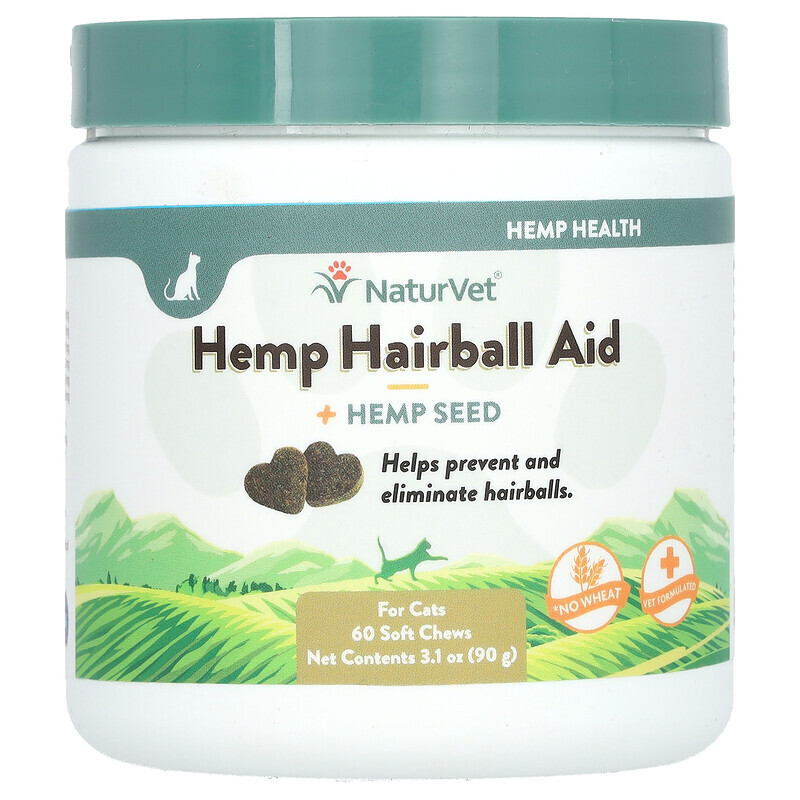 

NaturVet, Hemp Hairball Aid Plus Hemp Seed, для кошек, 60 жевательных таблеток, 90 г (3 унции)