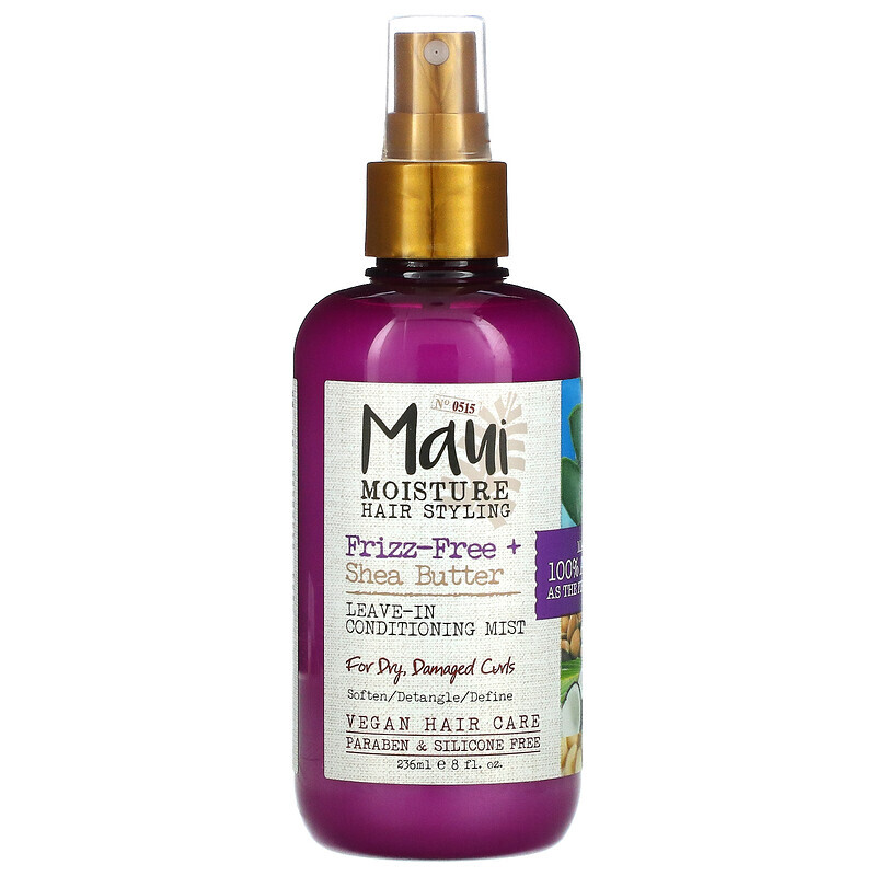 

Maui Moisture, Frizz-Free + Shea, несмываемый спрей-кондиционер для сухих, поврежденных локонов, 236 мл (8 жидк. Унций)