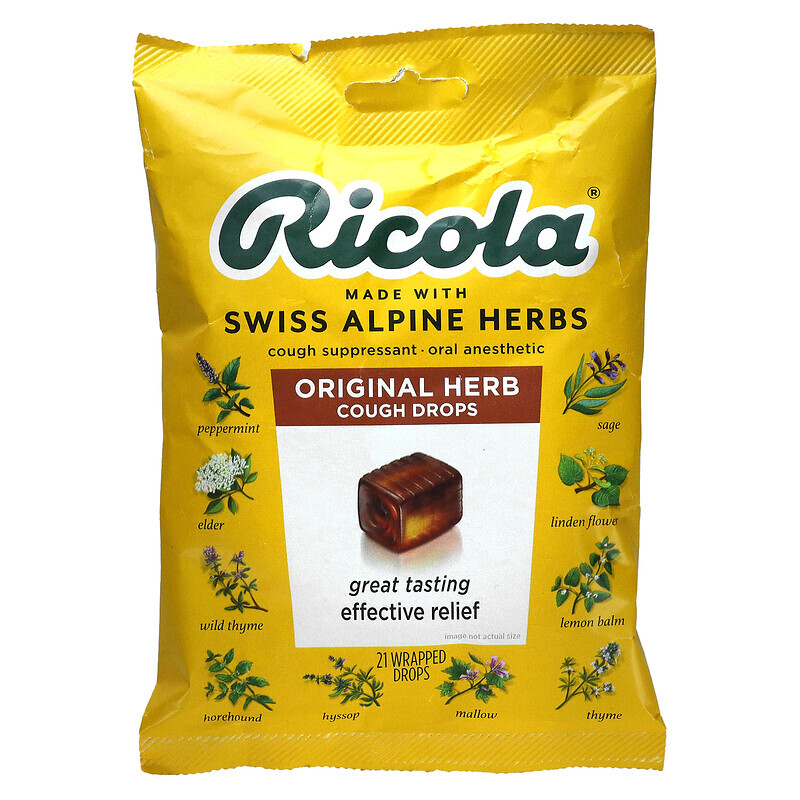 

Ricola, Оригинальные натуральные леденцы от кашля с травами, 21 капля