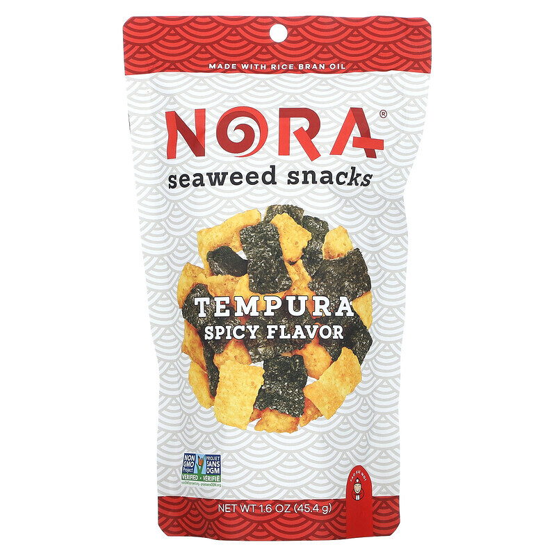 

Nora Snacks, Seaweed Snacks, Tempura Spicy, 45,4 г (1,6 унции)