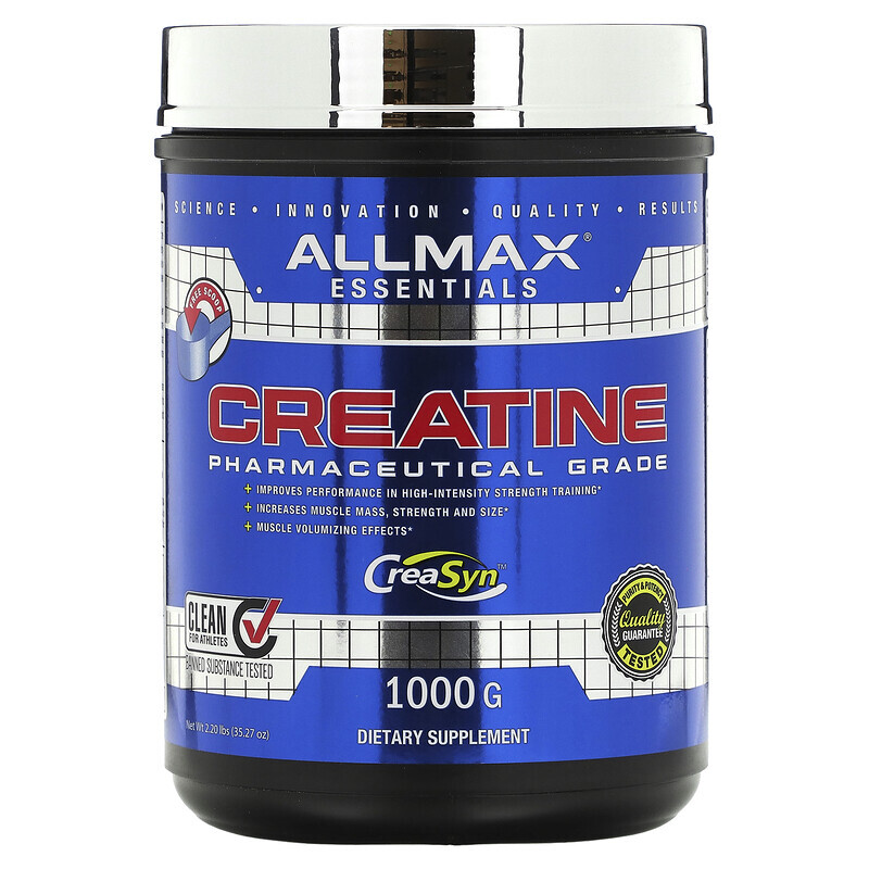 

ALLMAX, Creatine Powder, 100% чистый микронизированный моногидрат креатина, креатин фармацевтической степени чистоты, 1000 г (35,27 унции)