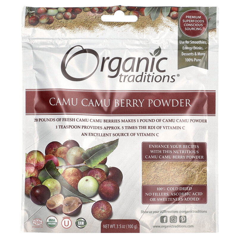 

Organic Traditions, Camu-Camu-Beeren-Pulver, 100 g (3,5 oz.)