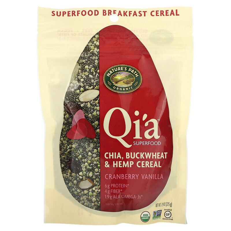 

Nature's Path, Qi'a Superfood, Chia, Buckwheat & Hemp Cereal, Cranberry Vanilla, 7.9 oz (225 g)