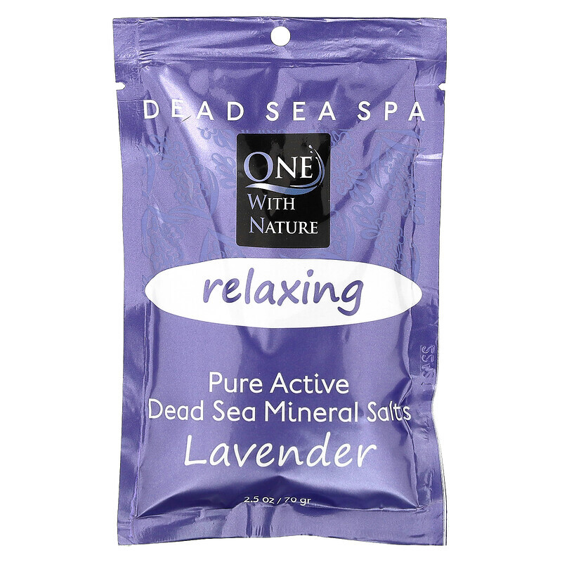 

One with Nature, Dead Sea Spa, минеральные соли, расслабляющее средство, лаванда, 70 г