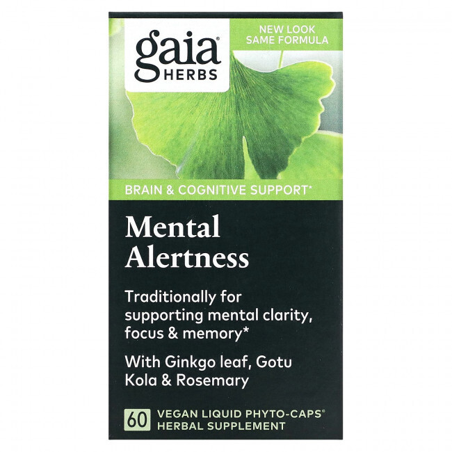 

Gaia Herbs, DailyWellness, живость ума, 60 вегетарианских капсул