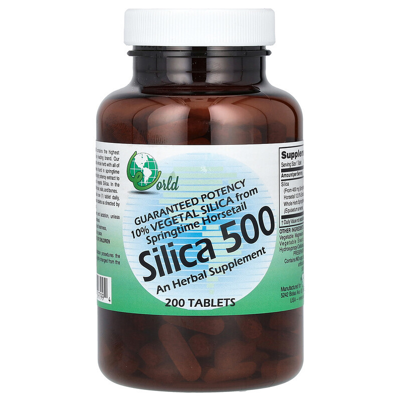 

World Organic, Silica 500, 200 таблеток