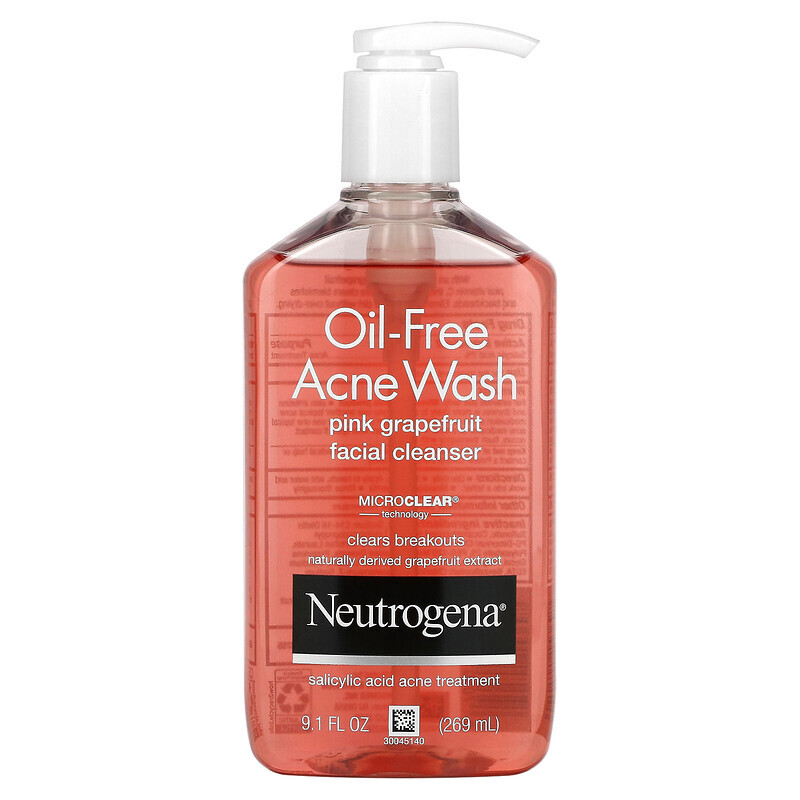 

Neutrogena, Oil-Free Acne Wash, Pink Grapefruit Facial Cleanser, 9.1 fl oz (269 ml)