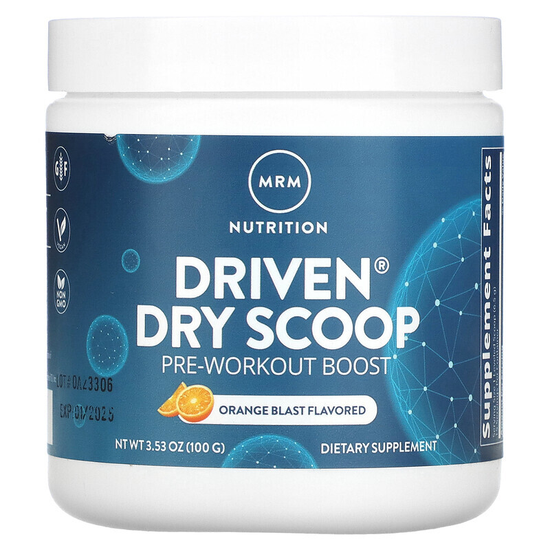 

MRM Nutrition, Driven Dry Scoop, предтренировочная добавка, апельсиновый сок, 100 г (3,53 унции)