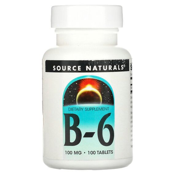 Source Naturals, Витамин B6, 100 мг, 100 таблеток