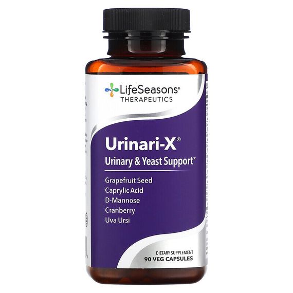 LifeSeasons, Urinari-X, дрожжевая поддержка мочевыводящих путей, 90 вегетарианских капсул