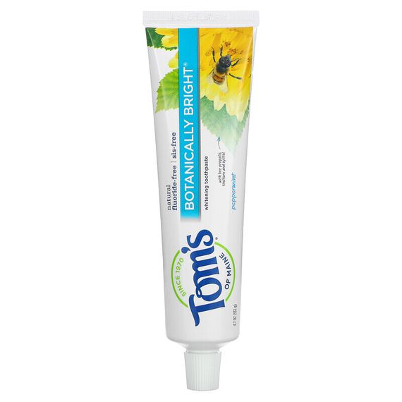 Tom&#39;s of Maine, Natural Botanically Bright Whitening Toothpaste, без фтора, перечная мята, 133 г (4,7 унции)